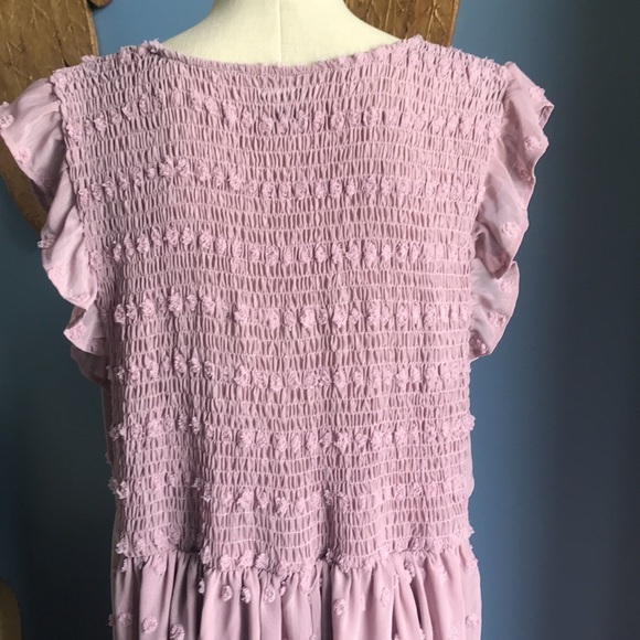 ARULA dusty rose Swiss dot sleeveless chiffon summer maxi dress size B 18-20 - Picture 7 of 14